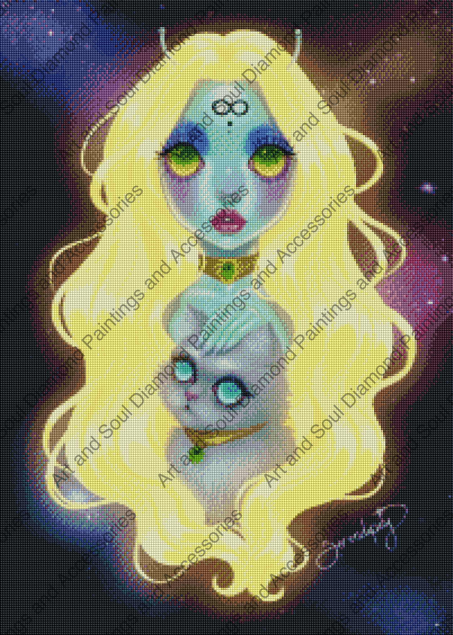 Galactic Alien Cat Goddess by Serendipity the Artist