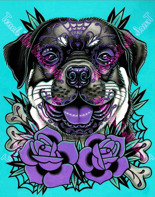 Sugar Skull Rottweiler by Carissa Rose Art