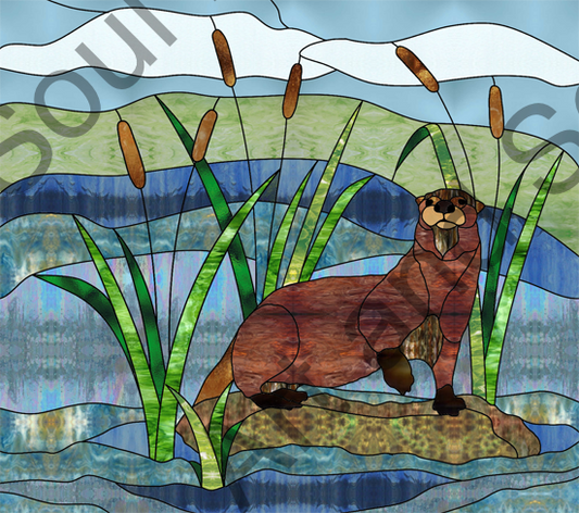 Lake Otter Stained Glass by Copper Capricorn Glass