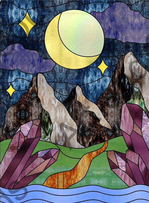 Moon View Stained Glass by Copper Capricorn Glass