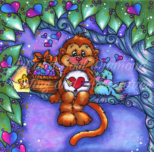 Playful Heart Monkey by Regan Kubecek