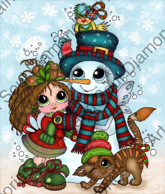 Sweet Winter Fairy and Snowman Friends by Sherri Baldy